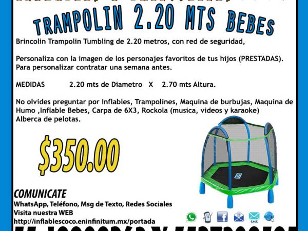 Renta Juego Brincolin Trampolín Tumbling de 2.20 Metros Coacalco Tultitlan Tultepec